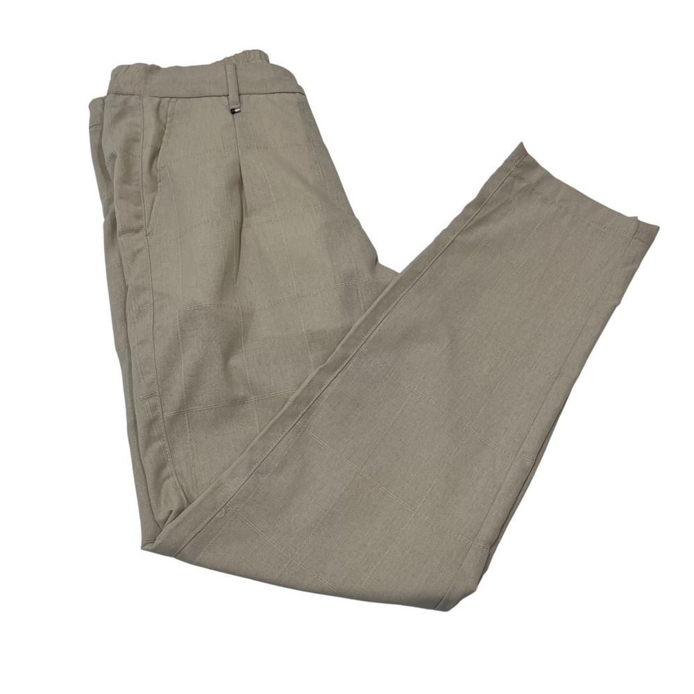 Ike Behar Pants Beige Linen Blend Textured Grid Pattern Mens M Coastal Beachy